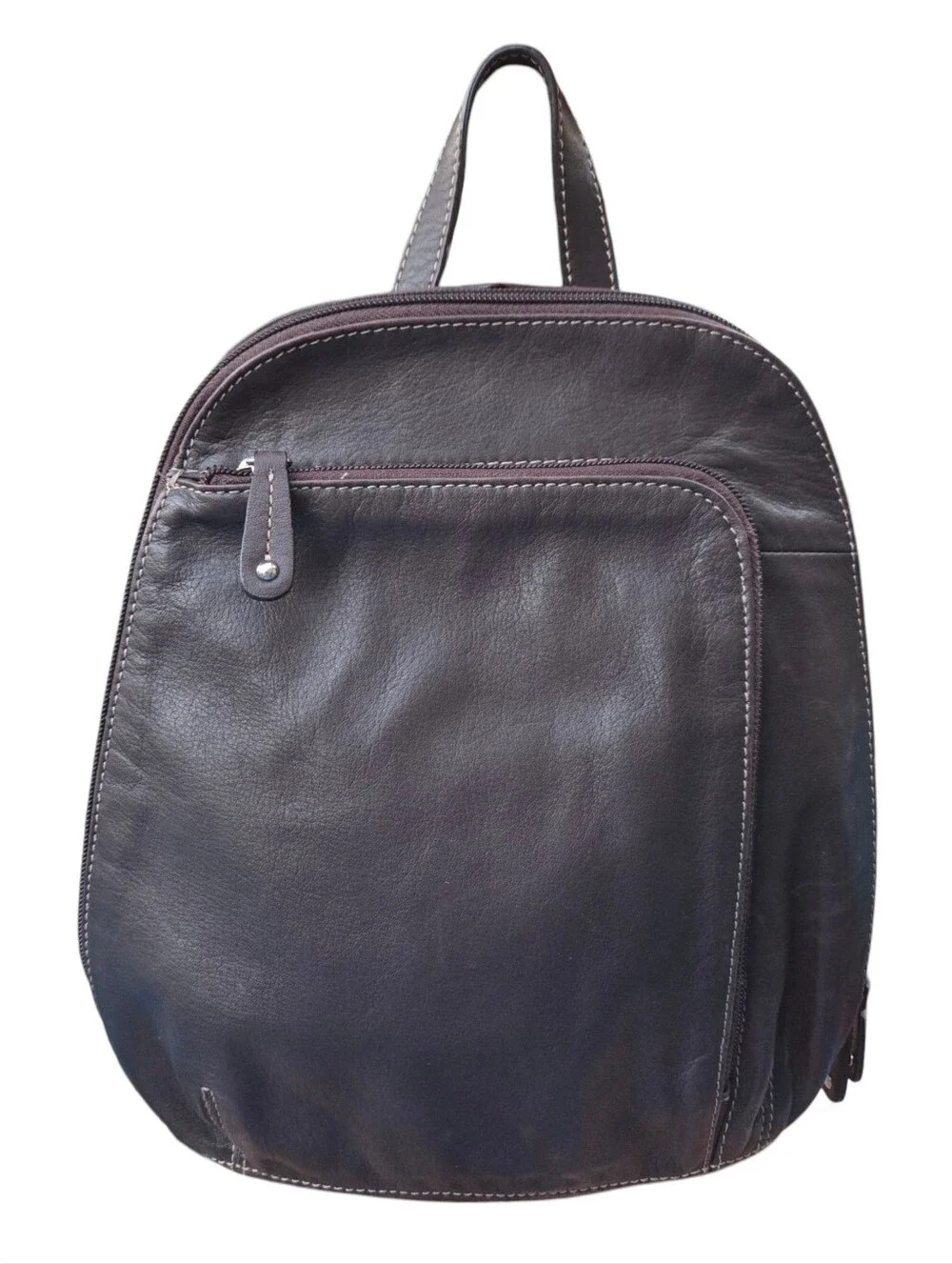 Tignanello - Dark Brown Leather Small Y2K Backpack Zip Bag Adjustable Straps